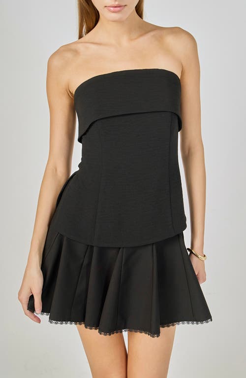 Endless Rose Folded Strapless Tube Top In Black