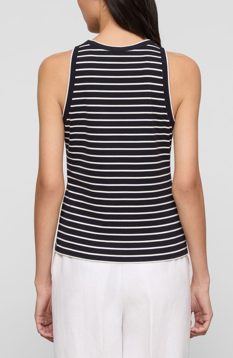 Lafayette 148 New York Stripe Rib Stretch Cotton Racerback Tank, Alternate, color, Ink Multi