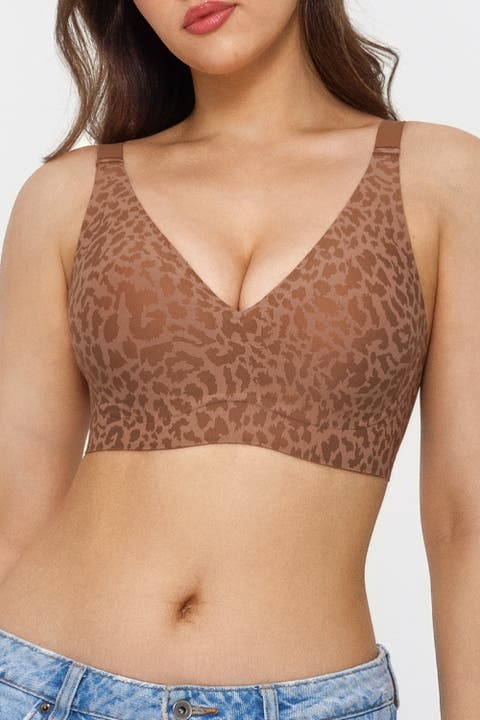 Seamless Wireless Jelly Leopard Contour Minimizer Support Bra