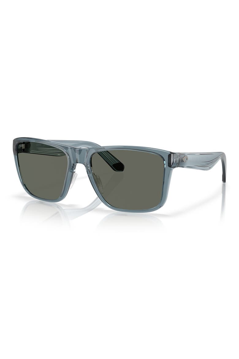 59mm Polarized Rectangular Sunglasses, Alternate, color, TRANSLUCENT BLUE/ GRAY 580G