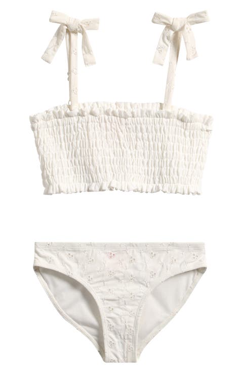 Kids' Eyelet Smocked Two-Piece Swimsuit (Big Kid)