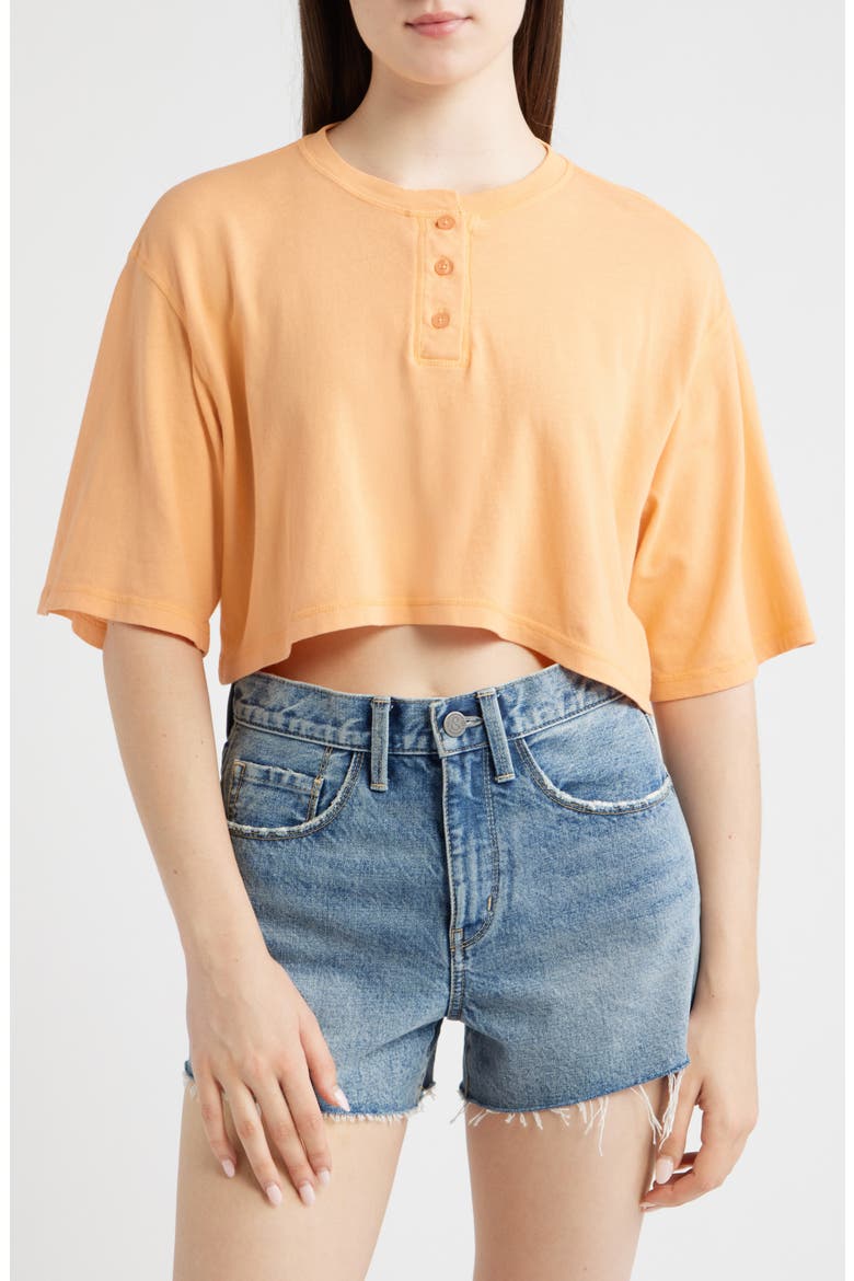 Carefree Organic Cotton Crop Top, Main, color, PEACH COBBLER
