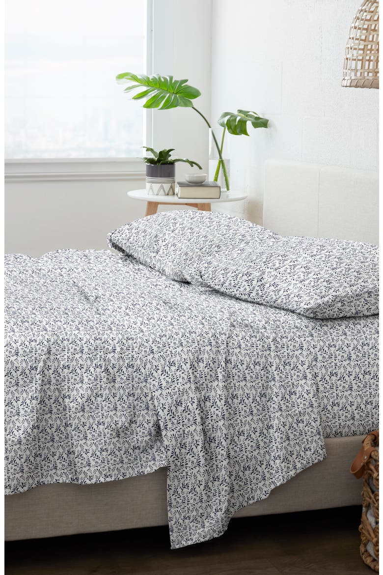 Premium Ultra Burst of Vines Pattern 4-Piece Bed Sheets Set, Alternate, color, NAVY