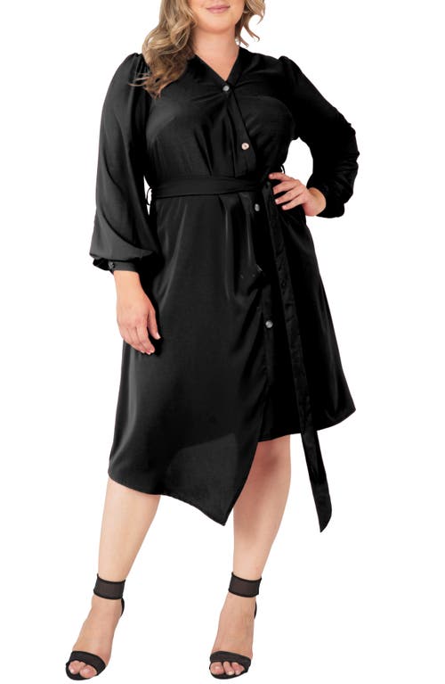 Standards & Practices Asymmetrical Long Sleeve Shirtdress in Black  product