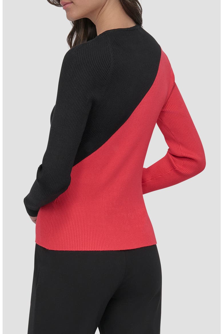 Colorblock Shoulder Cutout Long Sleeve Sweater, Alternate, color, WATERMELON SUGAR