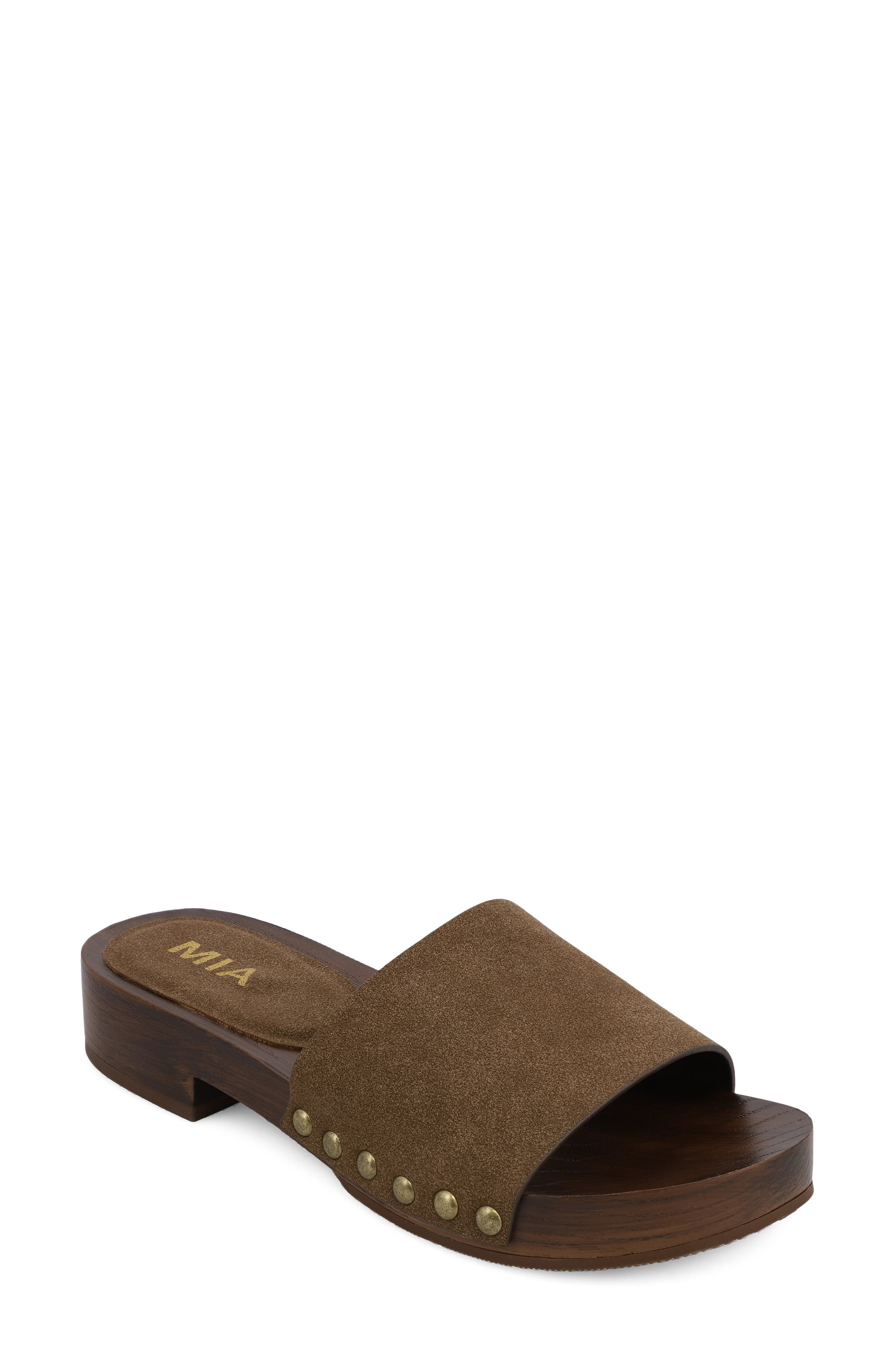 MIA Lanell Slide Sandal, Main, color, Chocolate