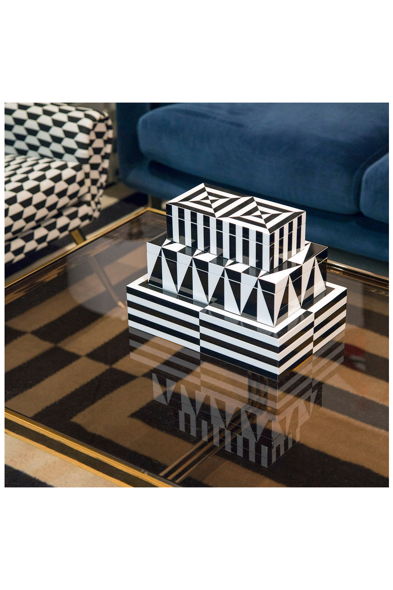 Op Art Lacquer Box, Alternate, color, Black / White Geometric
