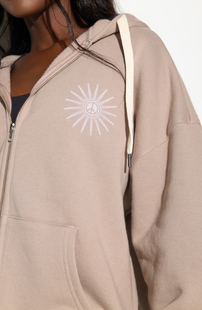 Spiritual Gangster Emit Peace Boyfriend Zip Hoodie, Alternate, color, Moon Rock