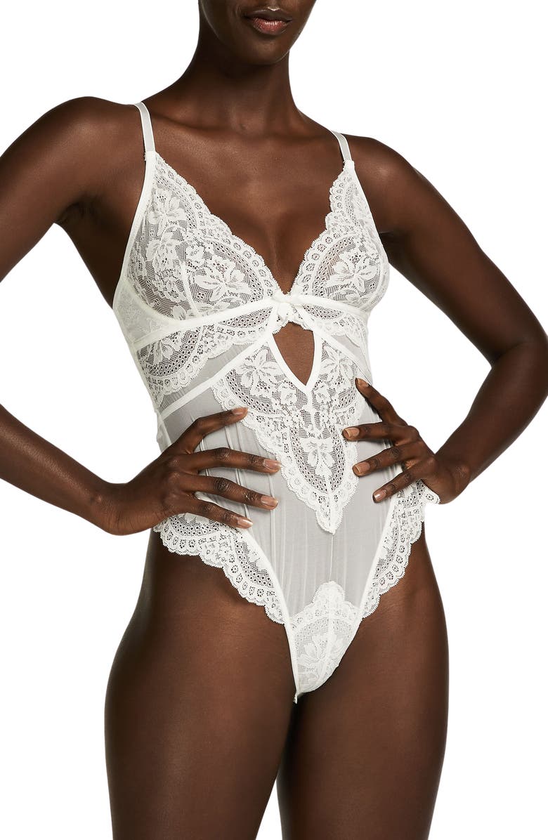 Hunkemöller Becky Mesh & Lace Bodysuit, Alternate, color,