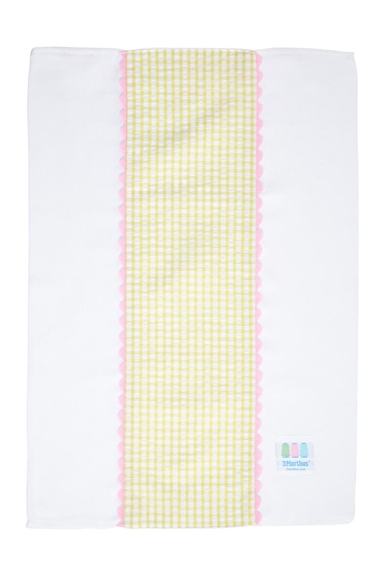 Big Check Fancy Fabric Burp Cloth, Alternate, color, Green/Pink Trim