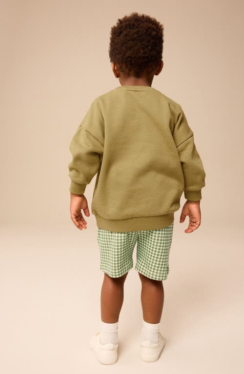 Next Kids' Graphic Cotton Sweatshirt & Gingham Shorts Set In Green