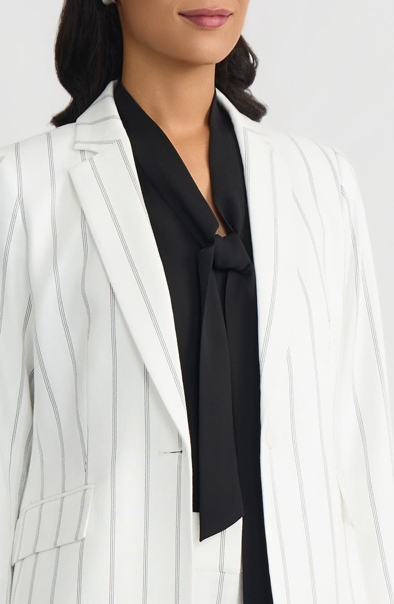 KASPER One-Button Jacket, Alternate, color, Lily White/ Black