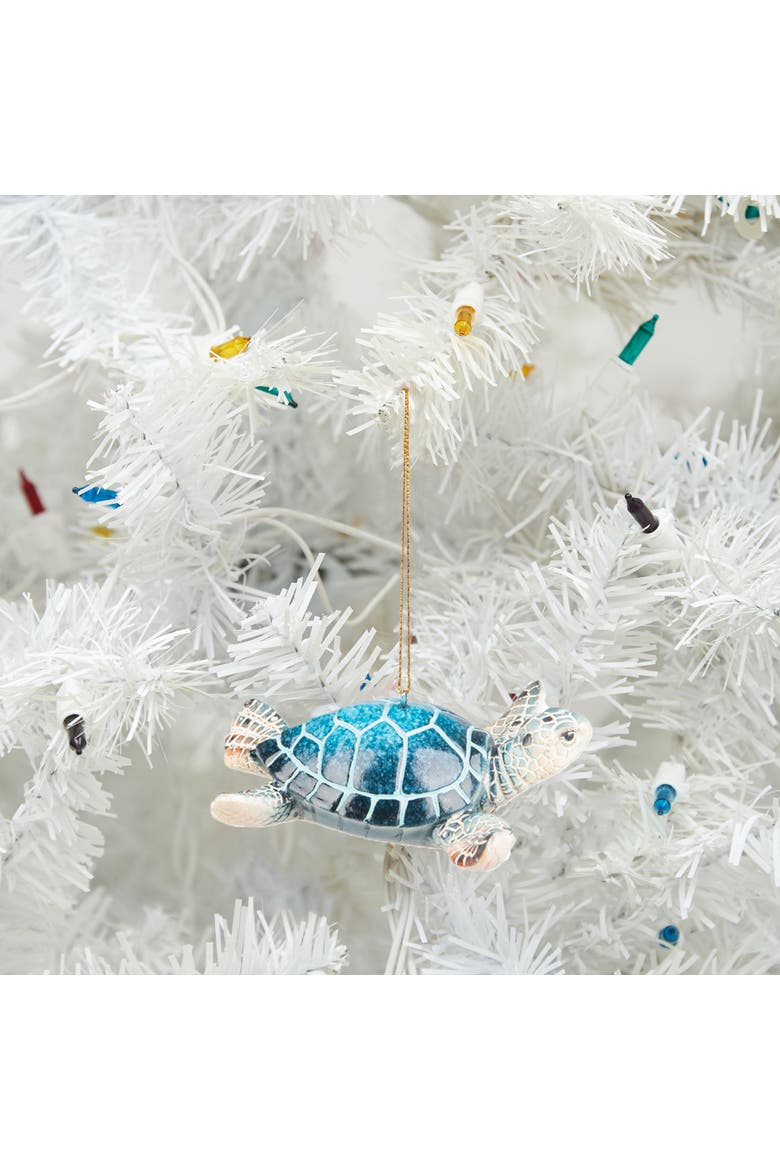 Cozumel Reef Blue Sea Turtle Coastal Nautical Decorative Christmas Tree Ornament, Alternate, color, Blue