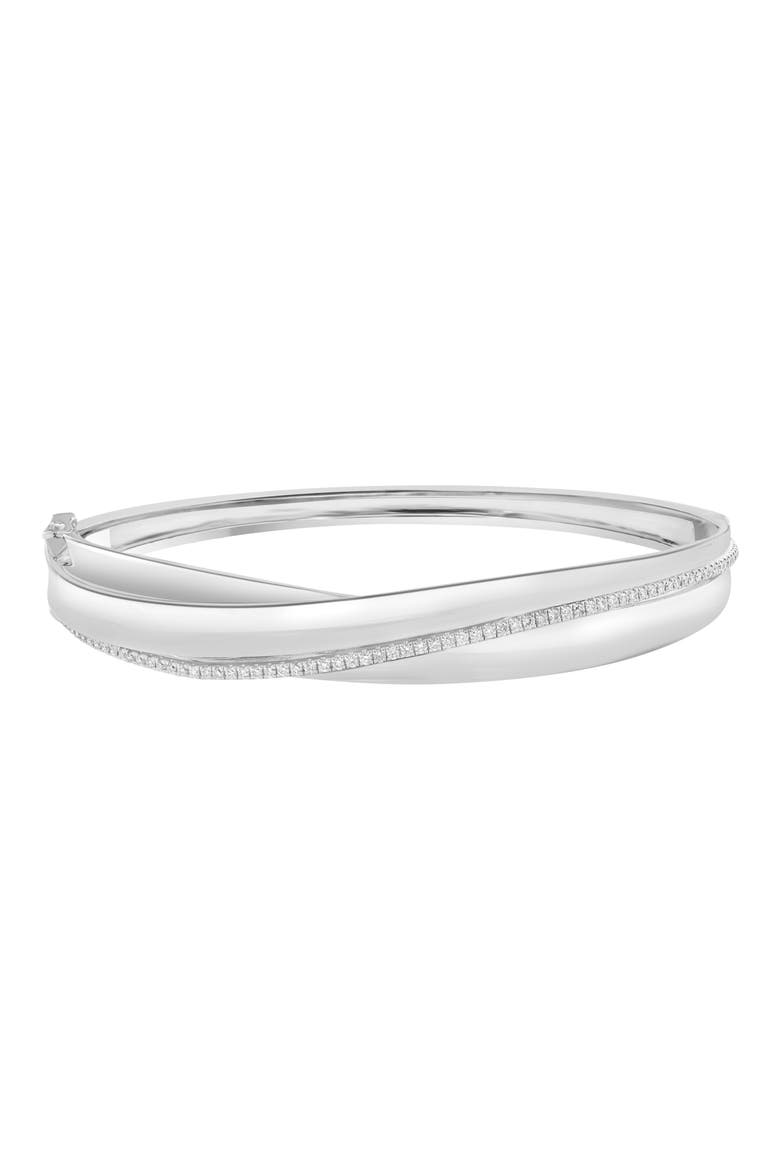 Sterling Silver Diamond Bangle, Main, color, SILVER