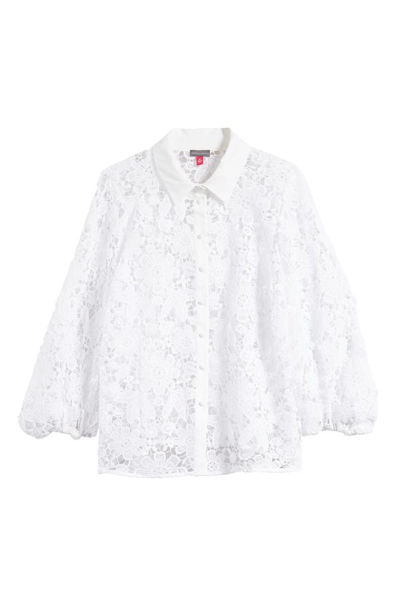 Vince Camuto Eyelet Balloon Sleeve Button-Up Blouse, Alternate, color,