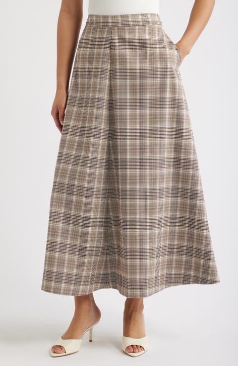 Peony Plaid Flare Skirt