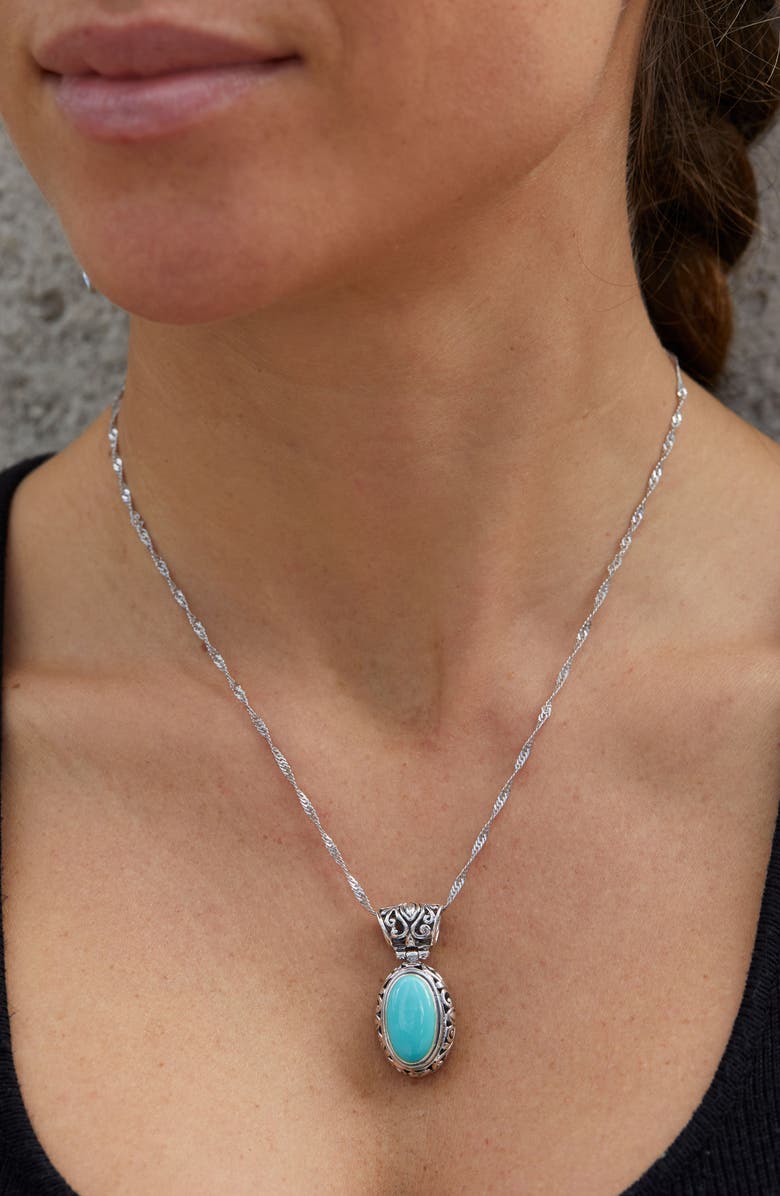 SAVVY CIE JEWELS Sterling Silver Turquoise Pendant Necklace, Alternate, color, 