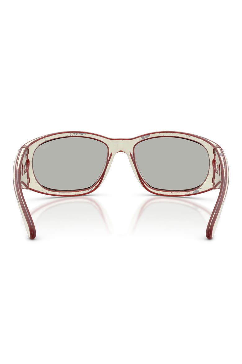 DL3012U 58mm Rectangular Sunglasses, Alternate, color, WHITE BARRELLING RED / SILVER