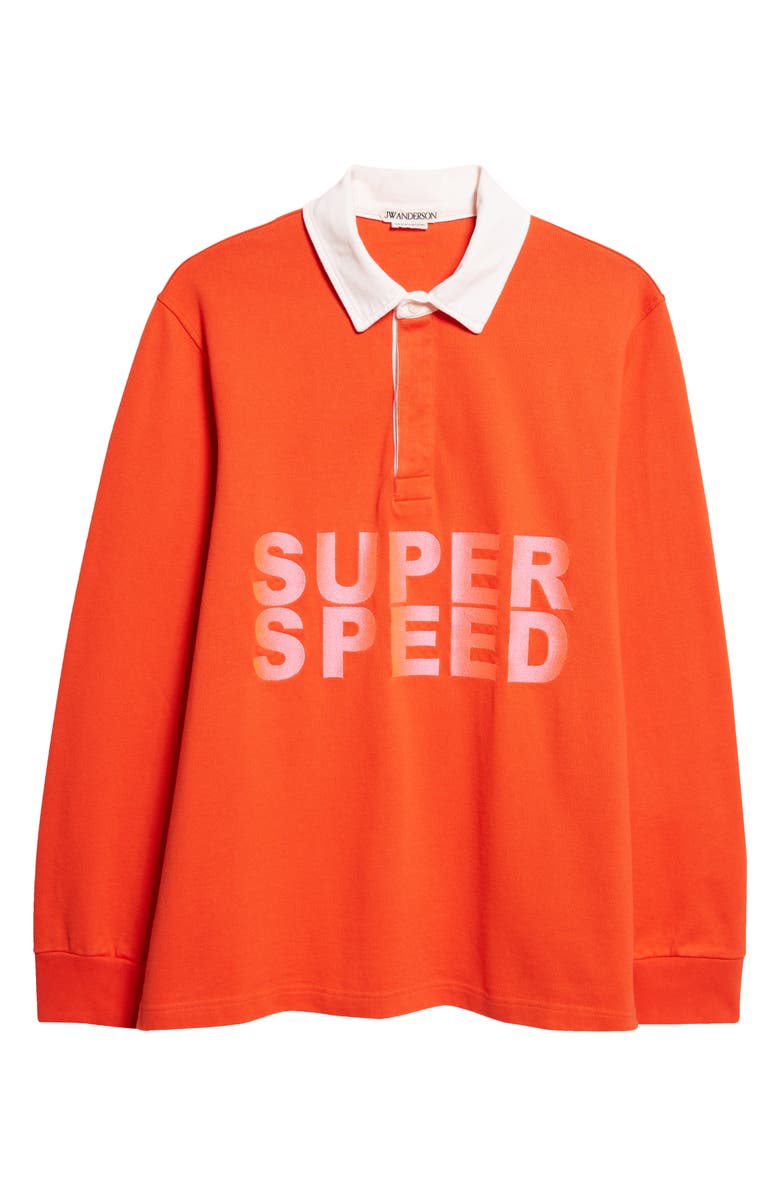 JW Anderson Super Speed Rugby Polo, Main, color, Bright Red