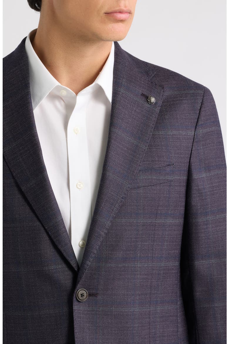 Midland Plaid Wool Sport Coat, Alternate, color, WINE