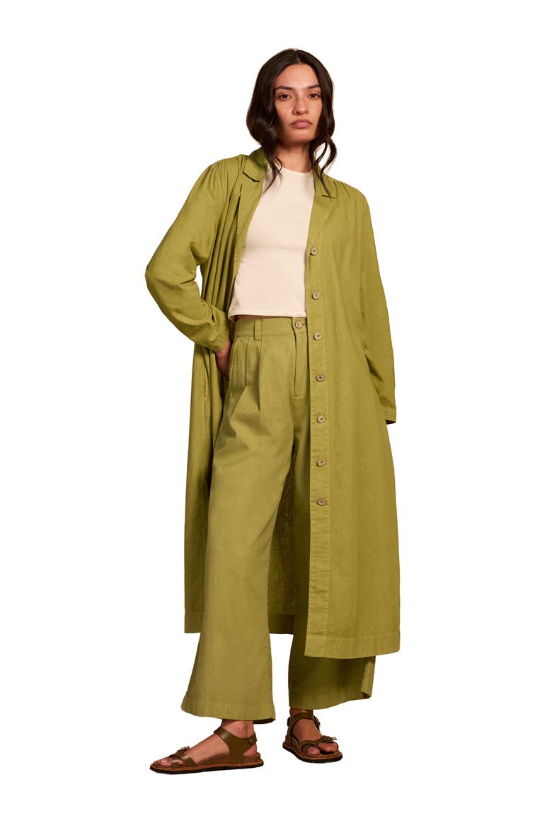 Longline Overshirt Dress, Alternate, color, Willow