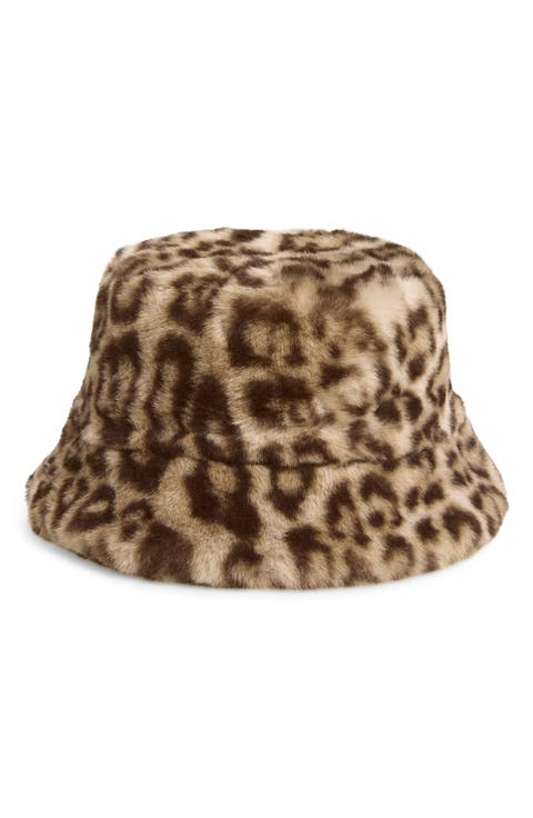 Amara Leopard Pluche™ Faux Fur Bucket Hat