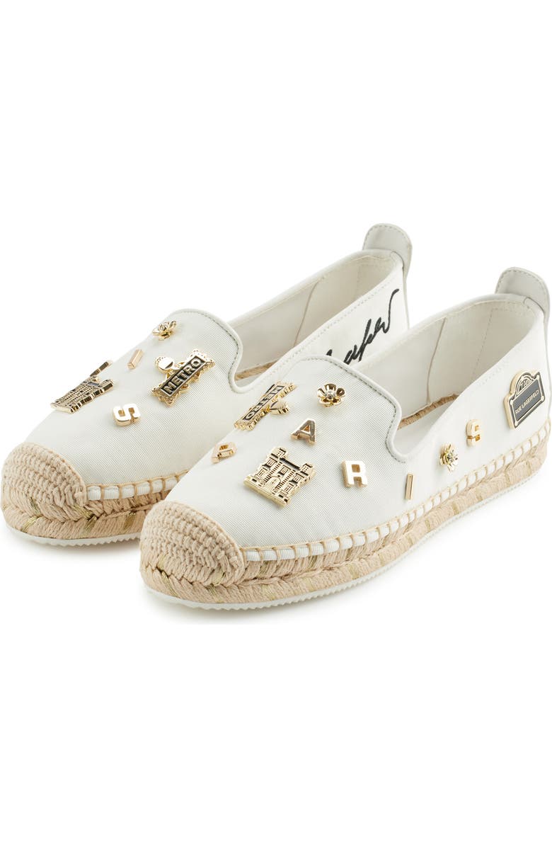 KARL LAGERFELD PARIS Michaela Espadrille Flat, Alternate, color, Bright White Rue Pins