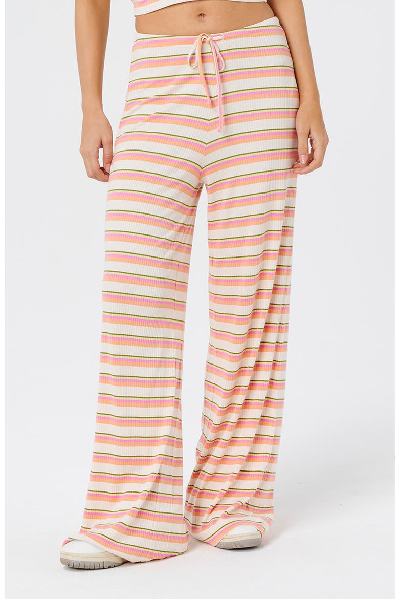 Topanga Canyon Rib Stripe Wide Leg Pants, Main, color, PEACH