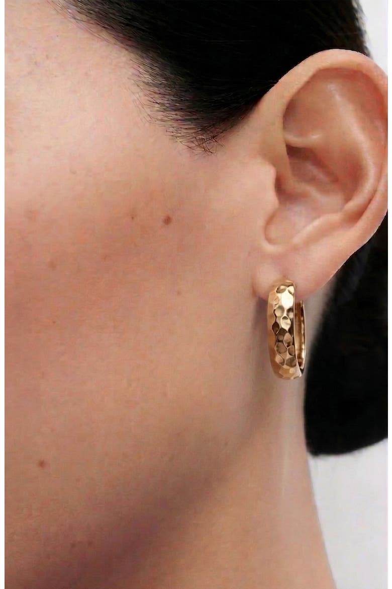 Sanu Soft Hammered Midi Hoop Earrings in Gold, Alternate, color, Gold
