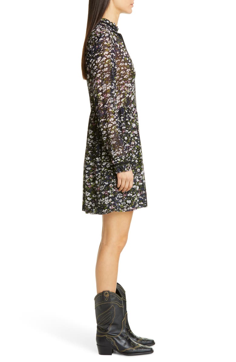 Ganni Long Sleeve Floral Print Georgette Dress, Alternate, color, 