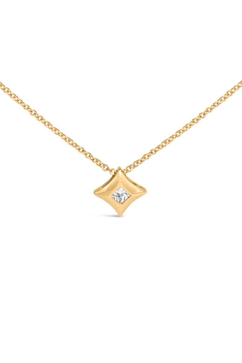 10K Gold 1/5 Cttw Bezel Set Princess Diamond Kite Shaped Solitaire Pendent Necklace, Alternate, color, Yellow