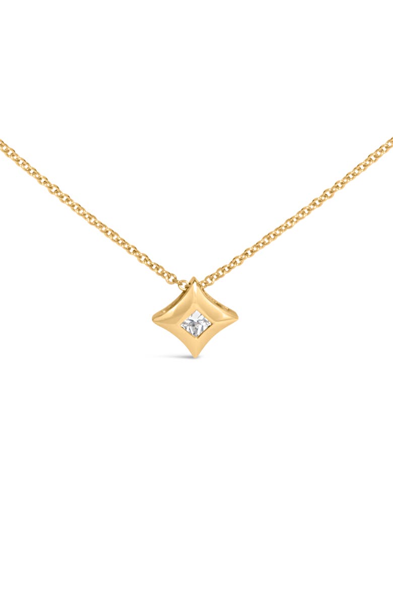 Haus of Brilliance 10K Gold 1/5 Cttw Bezel Set Princess Diamond Kite Shaped Solitaire Pendent Necklace, Alternate, color, Yellow