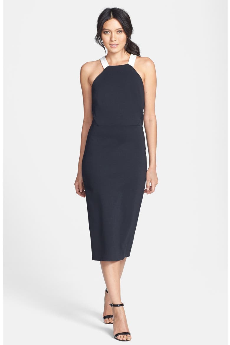 Ponte Knit Midi Dress, Main, color, BLACK
