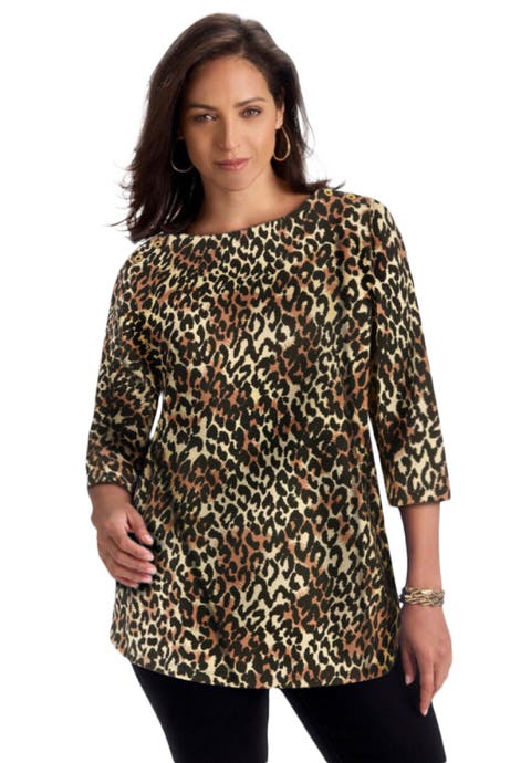 Stretch Cotton Boatneck Tunic (Plus Available)