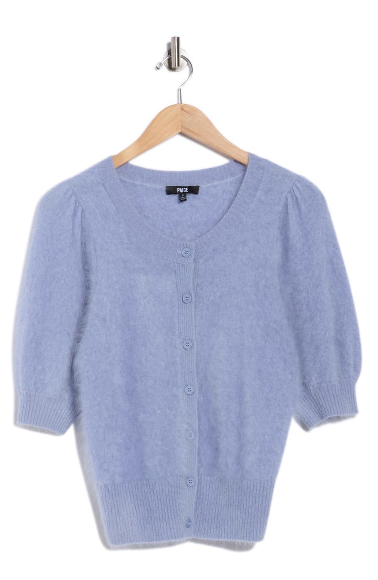 PAIGE Augusta Puff Sleeve Cashmere Cardigan Sweater, Alternate, color, Frost Blue