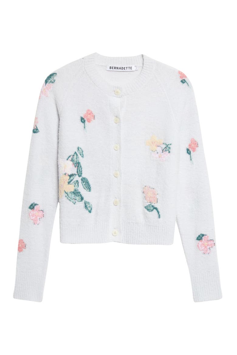 Clemence Crop Floral Intarsia Wool Blend Cardigan, Alternate, color, MULTI CLEMATIS INTARSIA