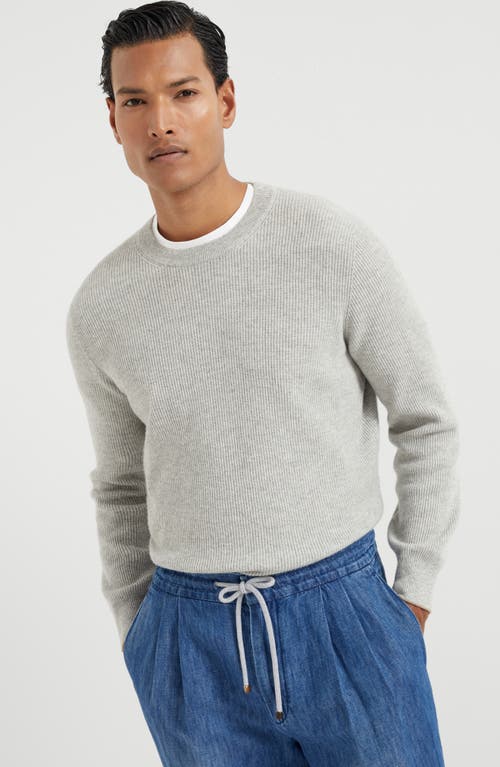 Brunello Cucinelli Crew-neck Cashmere Pullover In Pebble
