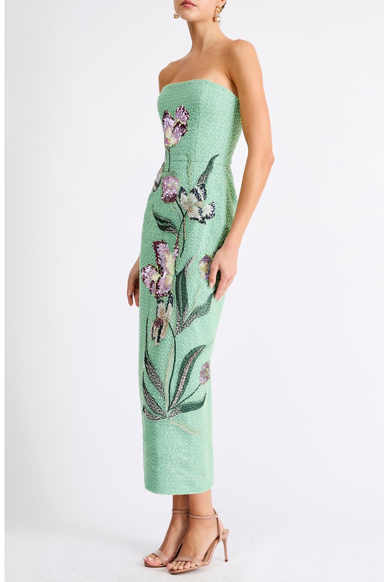 Sofia Beaded Strapless Sheath Maxi Dress, Alternate, color, SEAFOAM