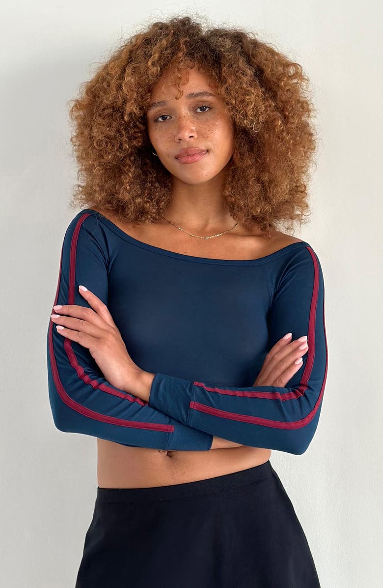 Motel Gavya Adrenaline Crop Top, Alternate, color, Navy