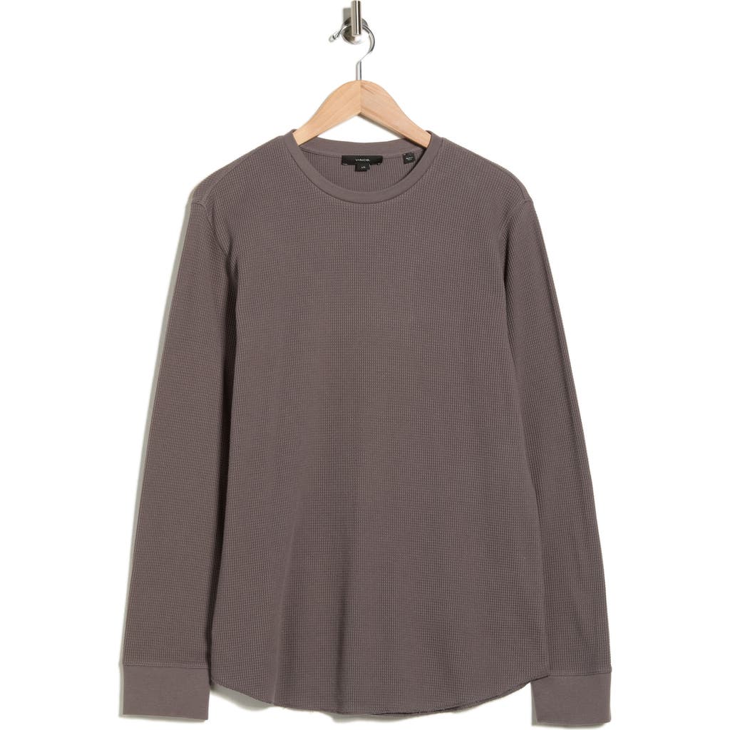 Vince Crewneck Cotton Thermal Sweater In Brown