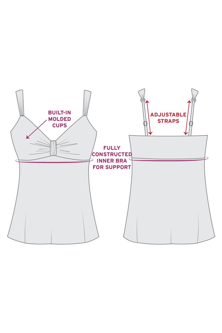 Lily V-Neckline Tankini Swimsuit Top, Alternate, color, Moroccan Maze