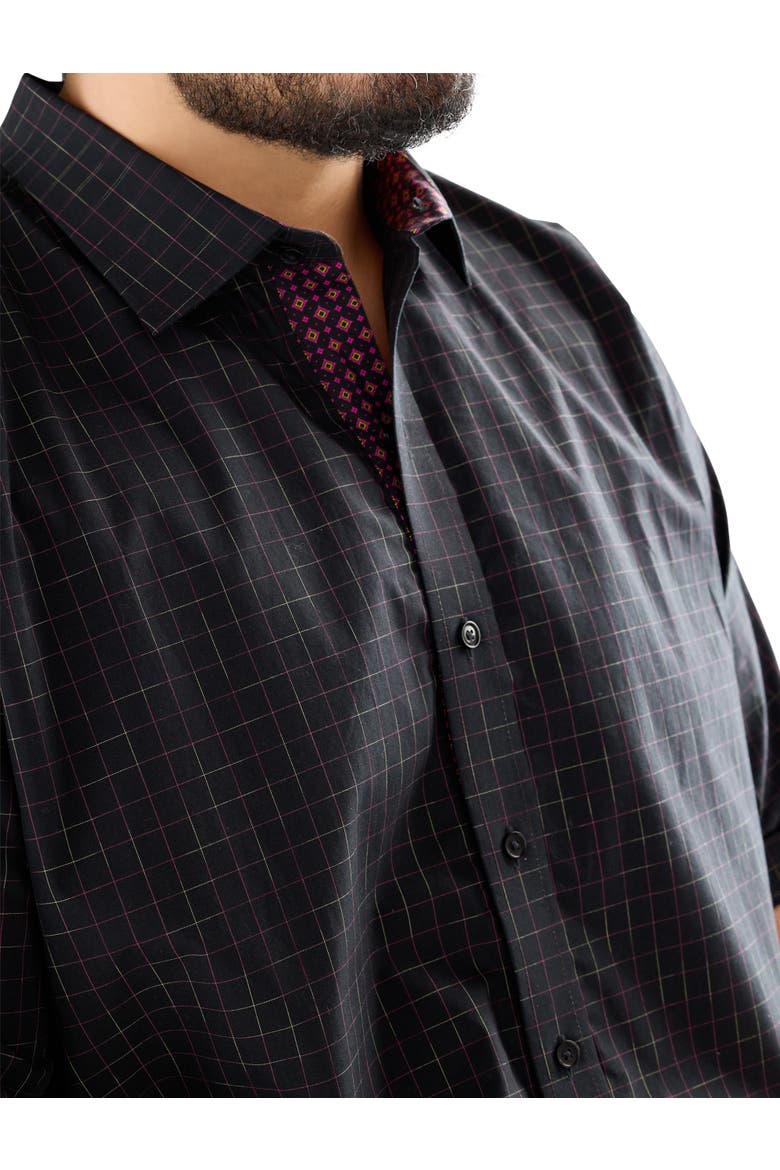 Big & Tall Tonal Plaid Sport Shirt V2, Alternate, color, BLACK