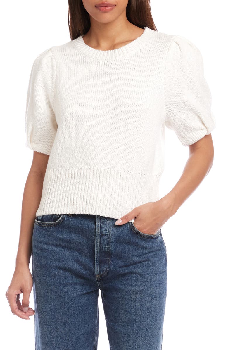 FIFTEEN TWENTY Harvey Puff Sleeve Cotton Blend Sweater, Main, color, 
