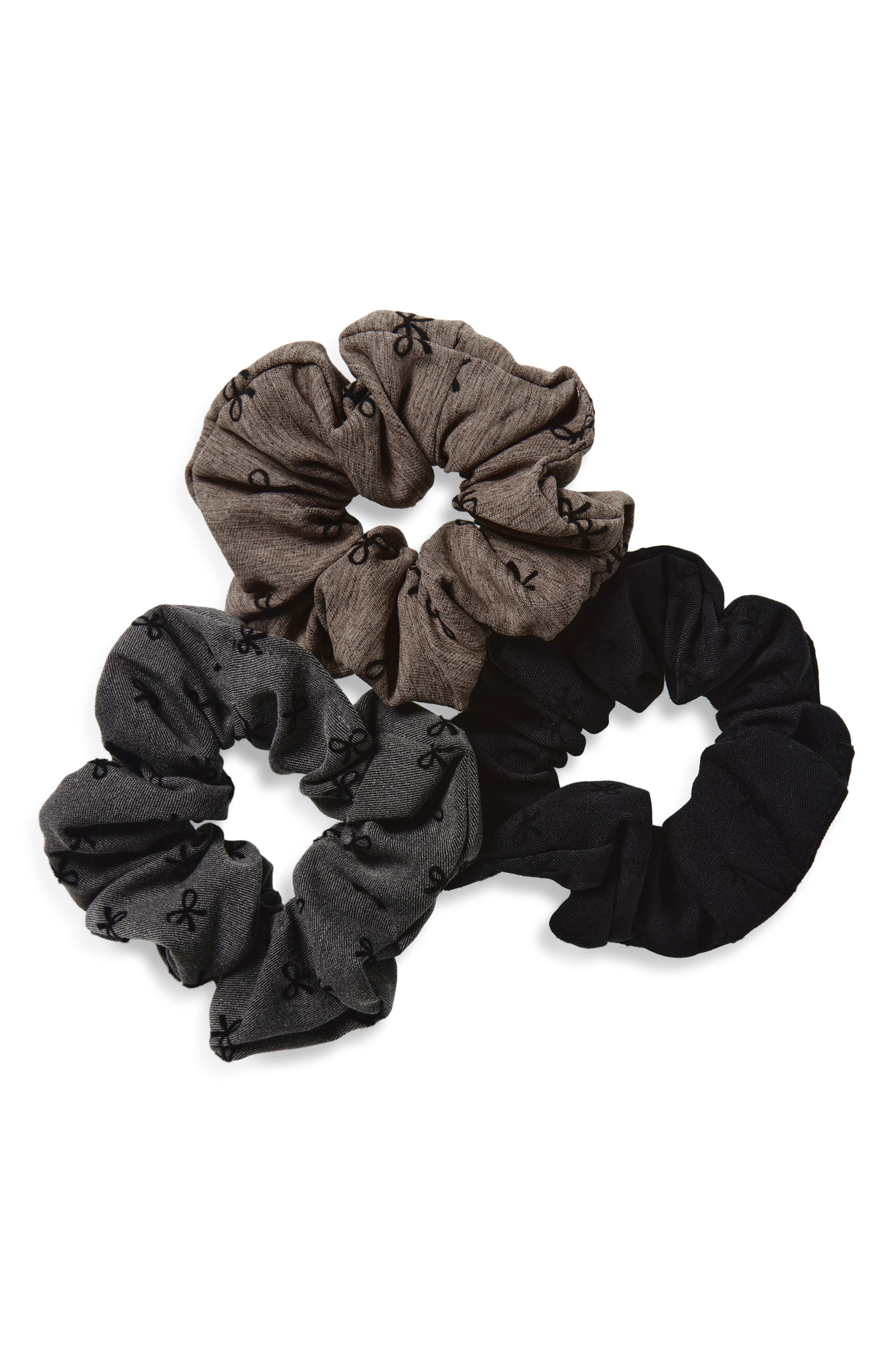 Tasha 3-pack Bow Scrunchies In Black