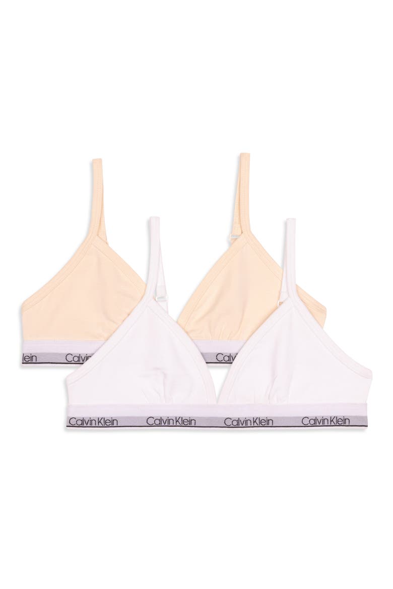 Kids' Assorted 2-Pack Stretch Cotton Triangle Bras, Main, color, WHITE/SAND