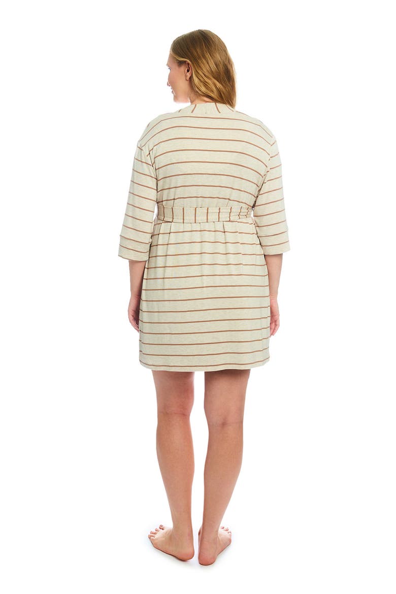 Carolyn During & After 4-Piece Maternity/Nursing Sleep Set for Mom & Baby, Alternate, color, MOCHA STRIPE