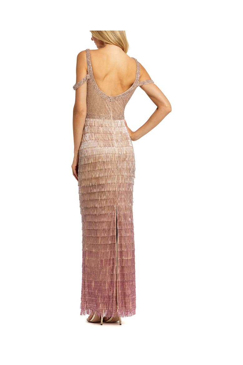 Scoop Neck Embellished Fringe Gown, Alternate, color, Pink Ombre