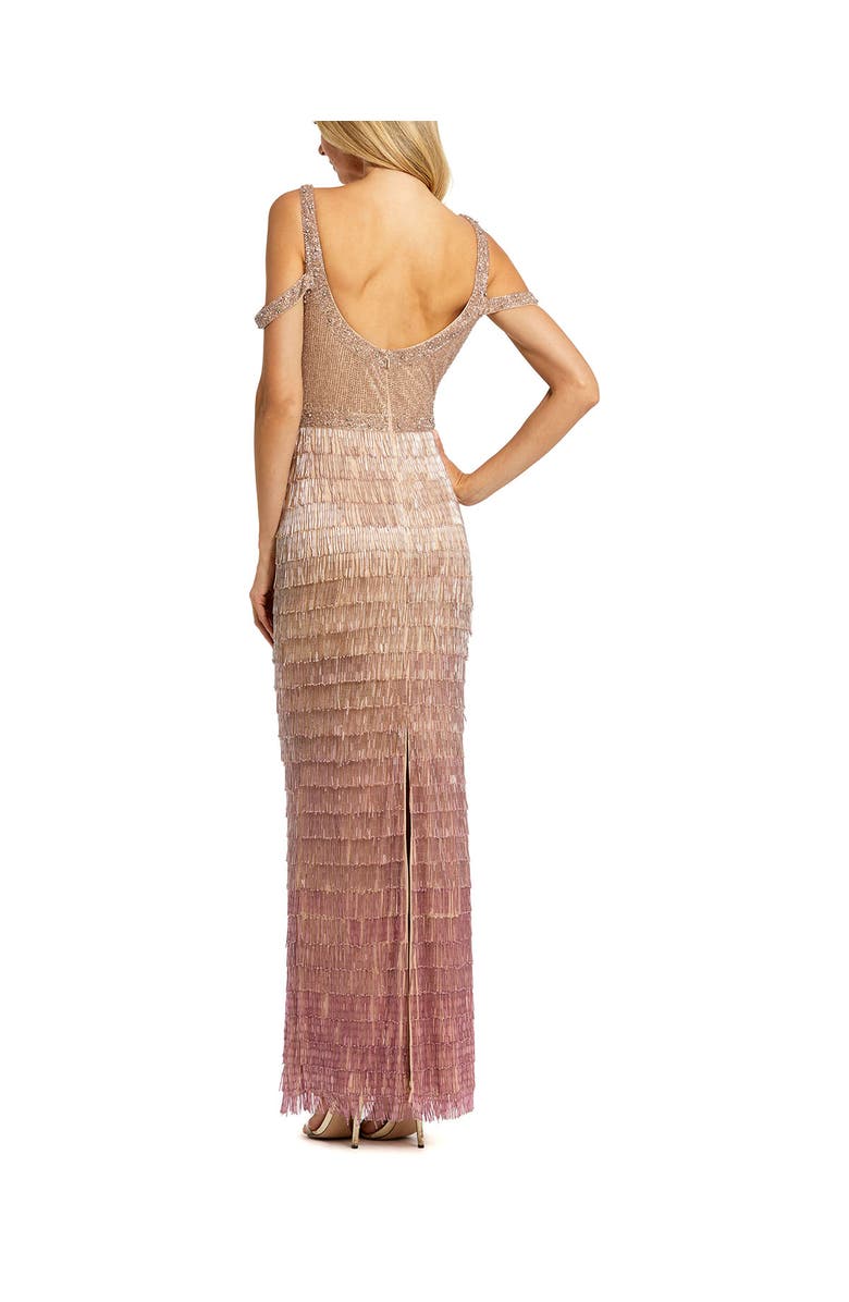 Mac Duggal Scoop Neck Embellished Fringe Gown, Alternate, color, Pink Ombre