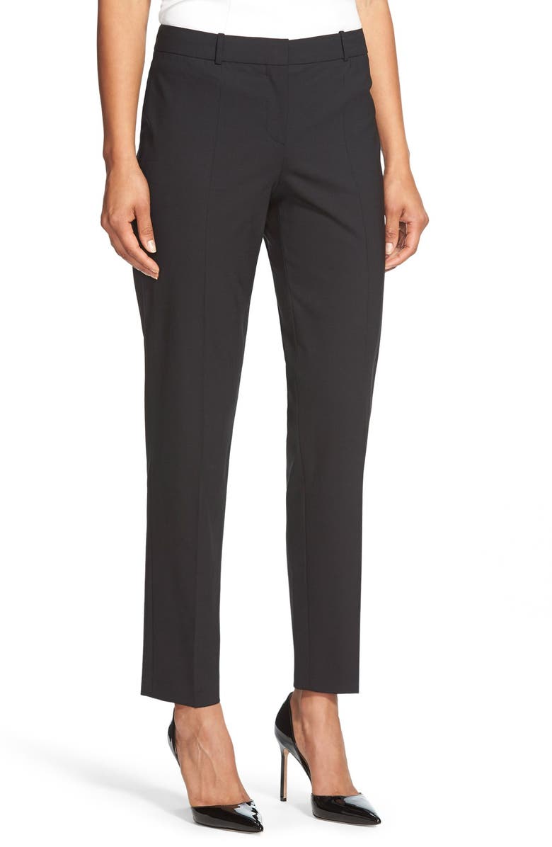 BOSS Tiluna Slim Stretch Wool Suit Trousers, Main, color, Blk