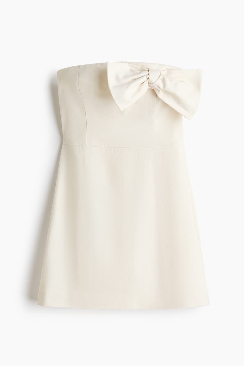 Bow-detail Bandeau Dress, Alternate, color, Ivory